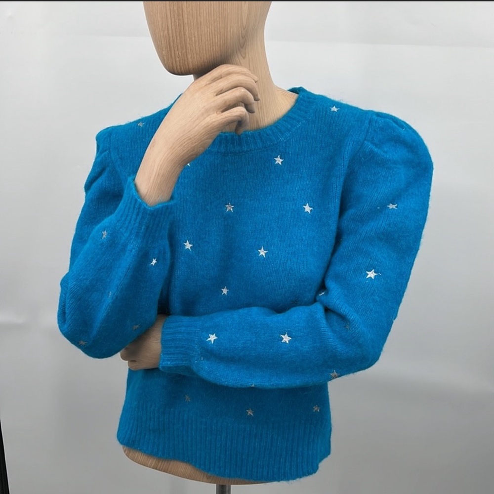 🆕Generation Love Merino/Alpaca Wool Sweater Angelina Star Teal Silver Blue - Picture 3 of 13
